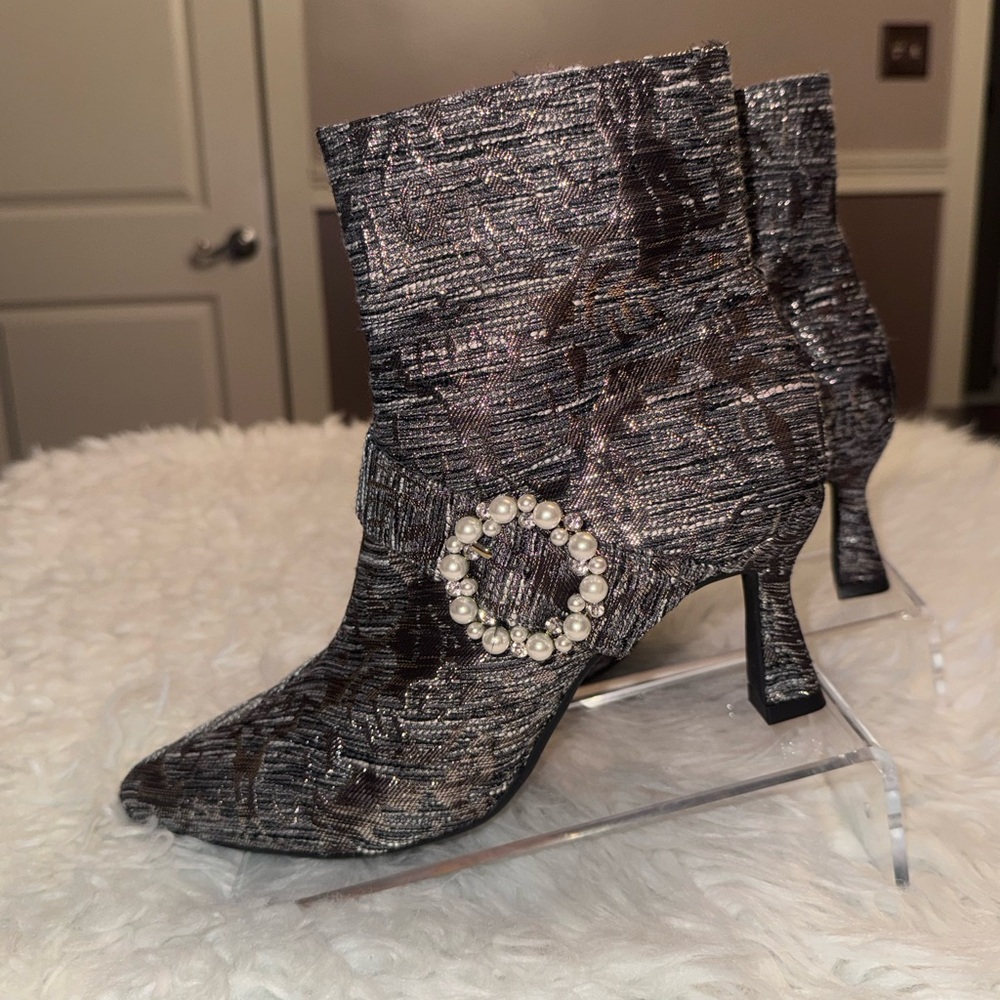 Alex Marie MarilynTwo Printed Pearl Buckle Dress Booties